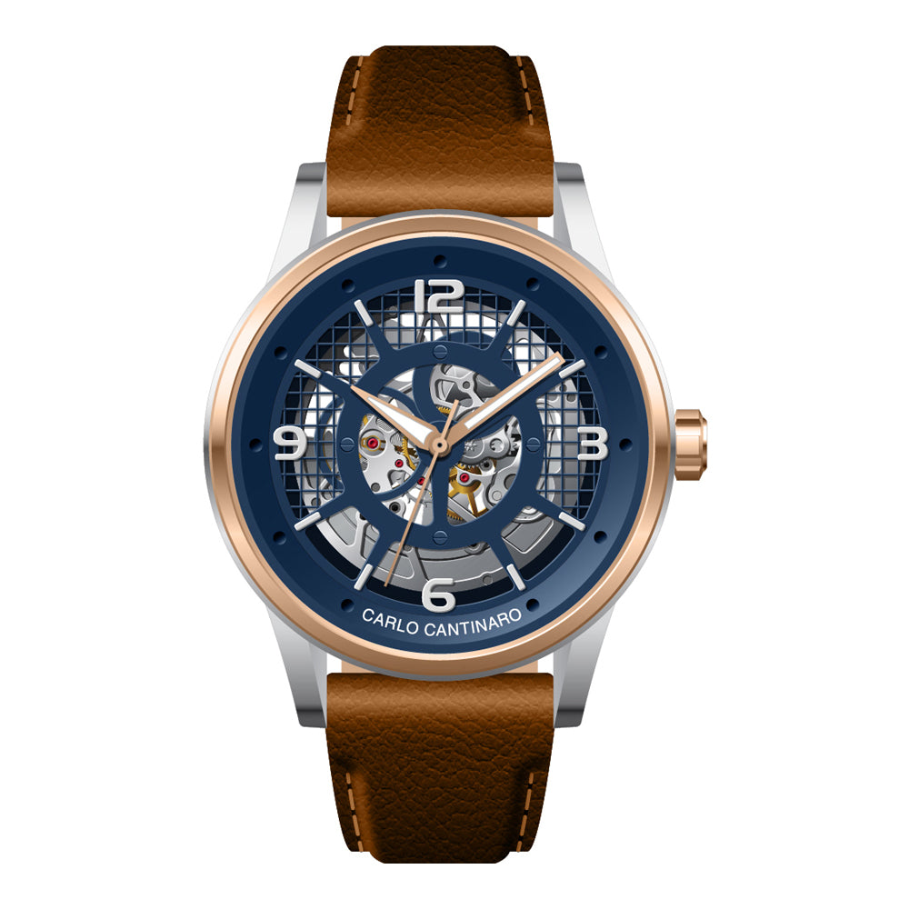 Carlo Cantinaro Skeleton Bleu CC1001LB004 — Automatique homme