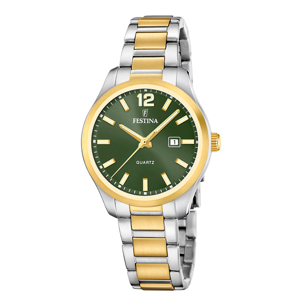 Montre femme Festina Boyfriend F20739/4 bicolore cadran vert