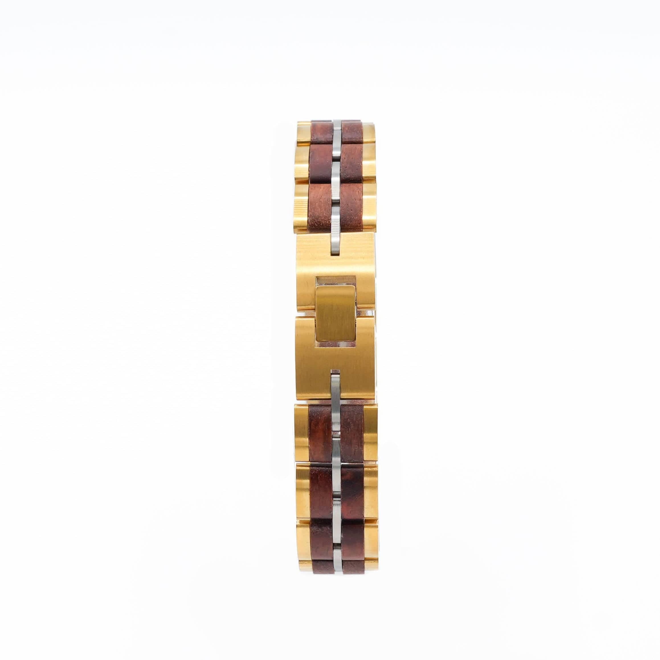 Bracelet Freyr Tri-Tone Stainless Steel & Red Sandalwood-3